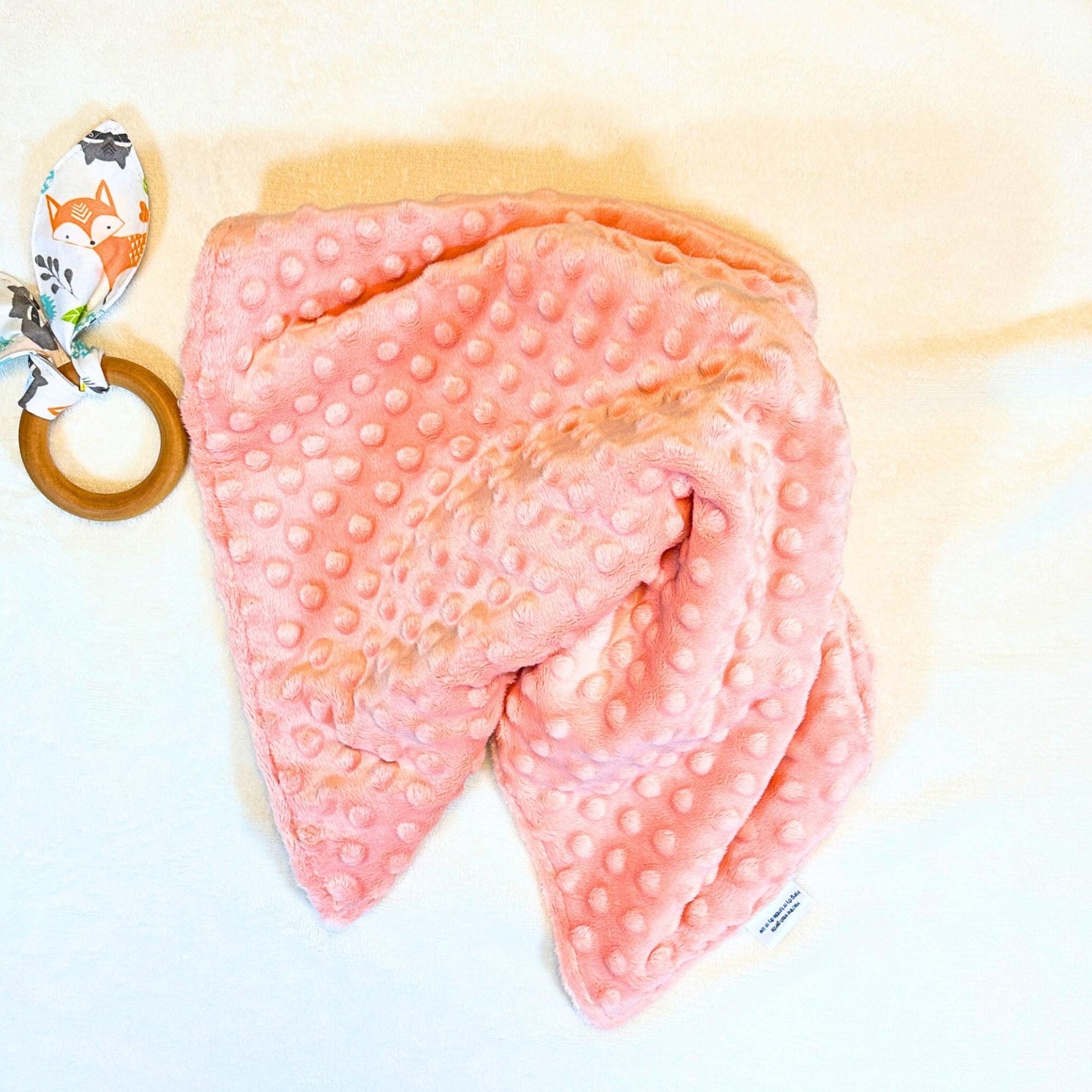 Snuggle-Ready Peach Dot Minky Baby Lovey - High-Quality Security Blanket for Infants