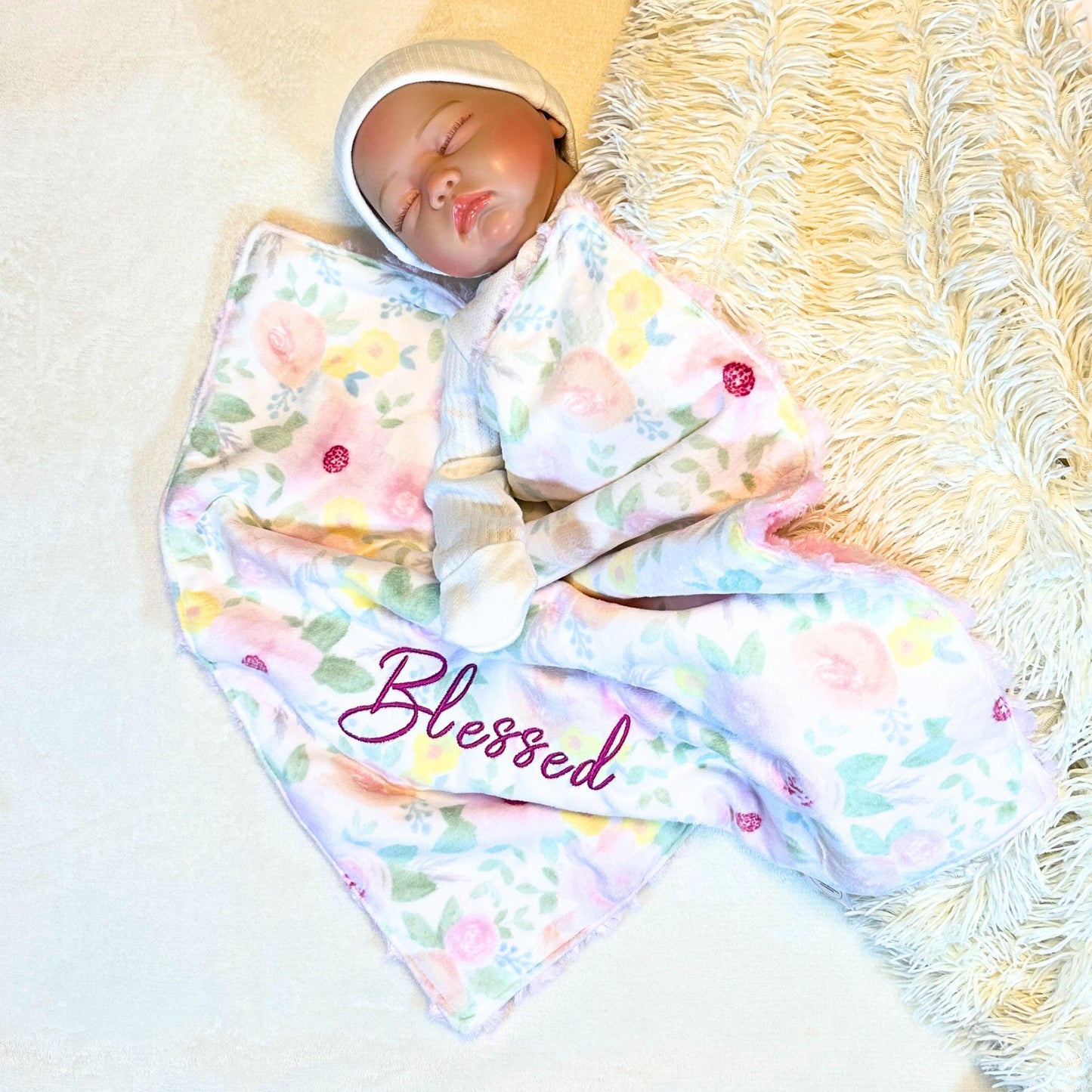 Soft Rosebud Minky Baby Lovey - Ultimate Security Blanket for Your Little One