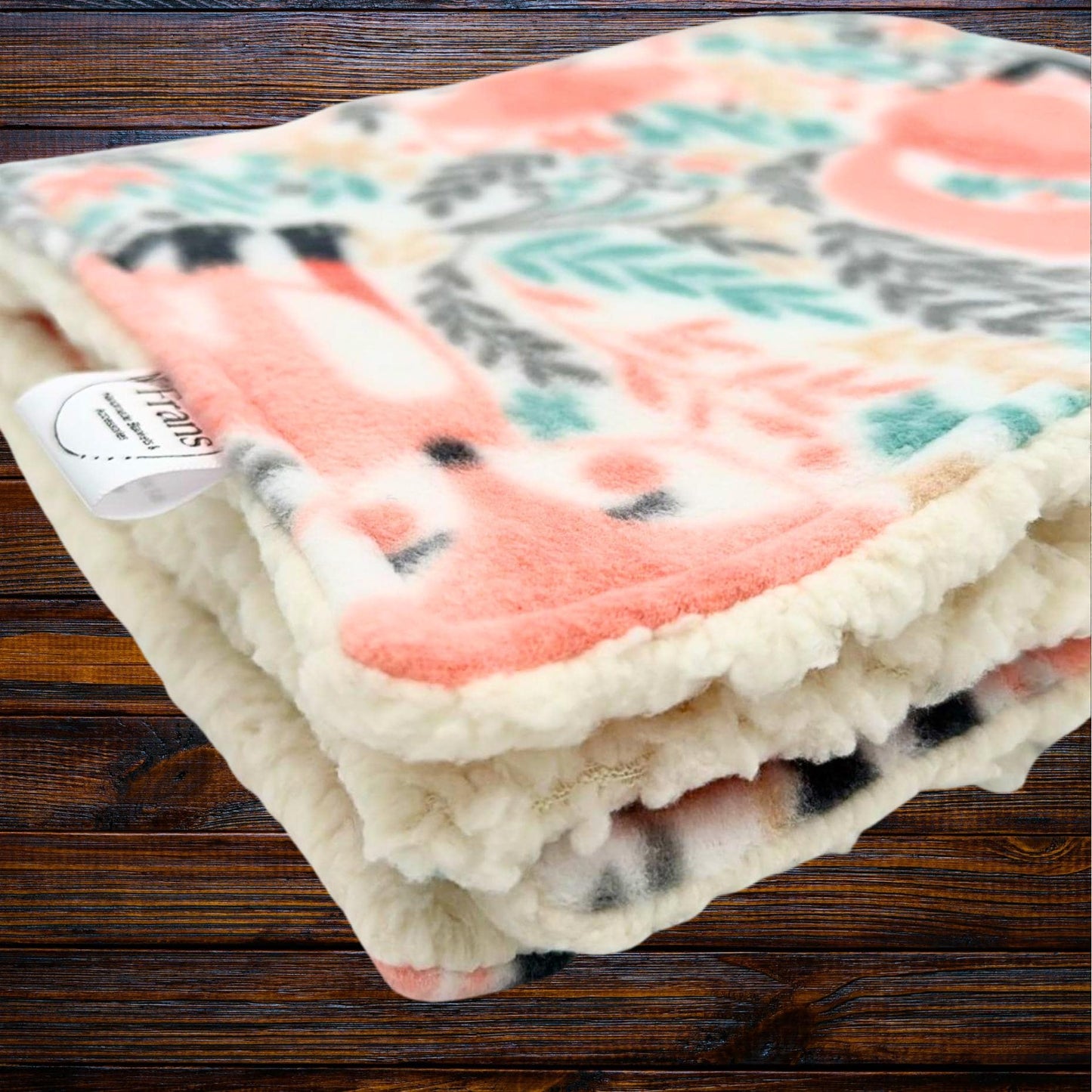 Peach Fox Fleece and Sherpa Baby Lovey for Soft and Cozy Snuggles, Luxury Baby Security, High Quality Baby Shower Gift, Baby Comfort