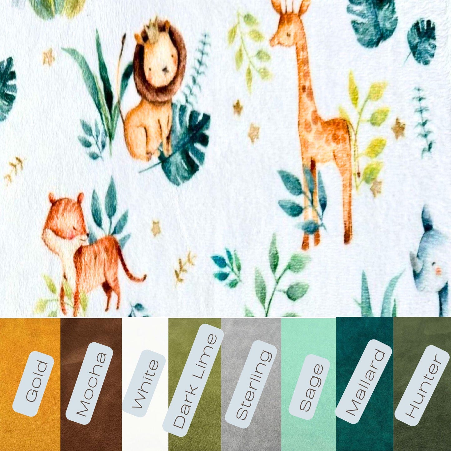 Personalized baby blanket, Custom Safari Animal Minky Baby Blanket, Personalized Gift for Newborns