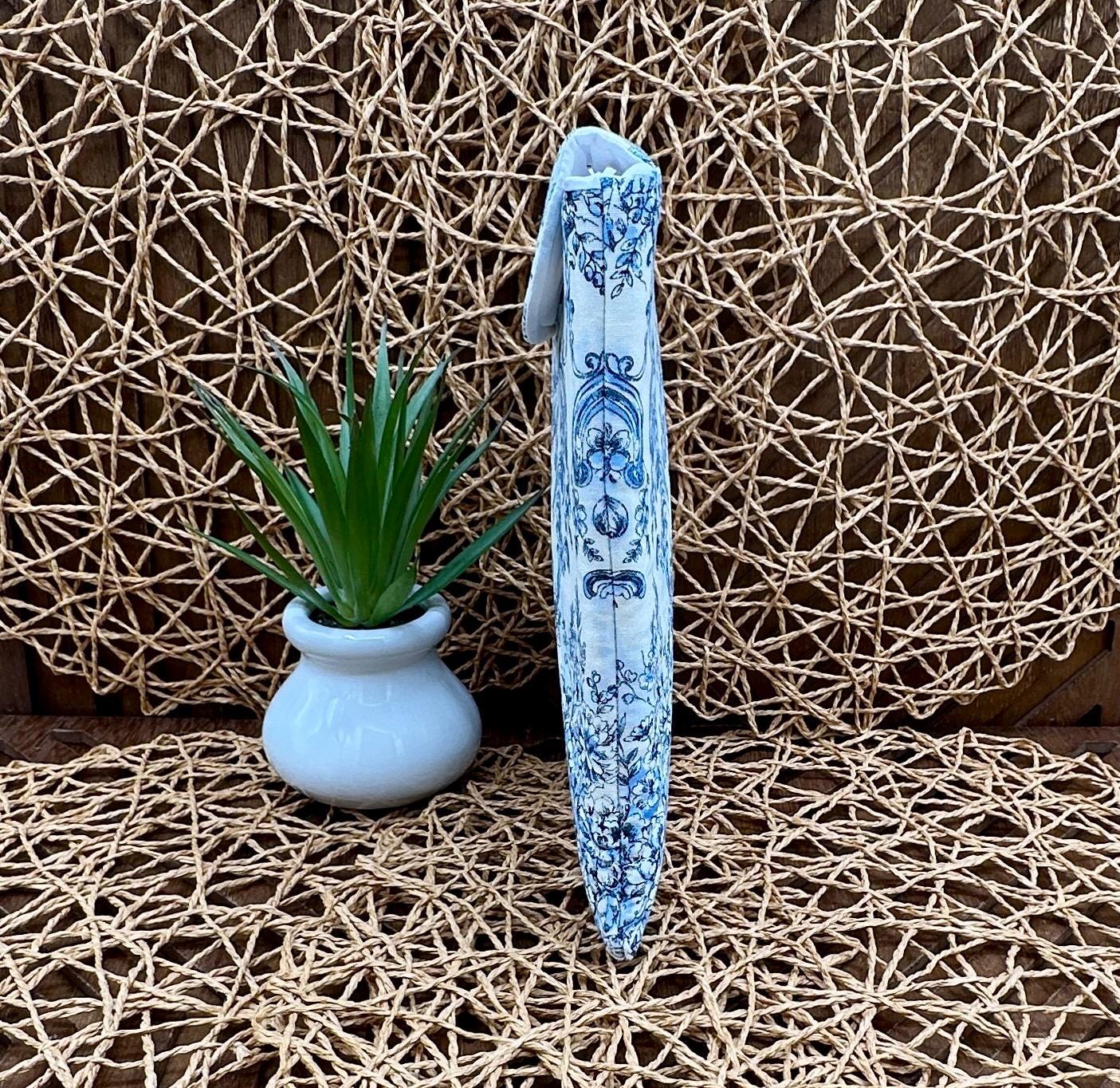 Kindle Paperwhite Sleeve - Feminine Foam Padded White and Blue Vintage Floral Print Device Cover, Add Snap and Personalization!