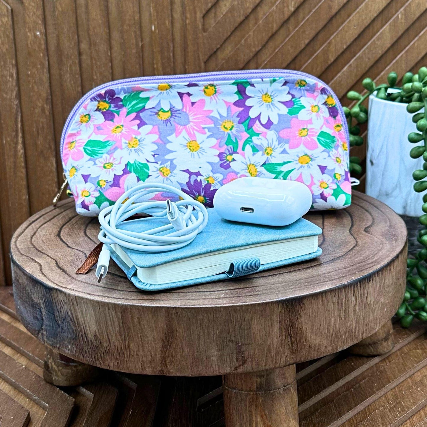 Chic Floral Makeup Bag Set: All-in-One Organizer for Beauty, Tech and More
