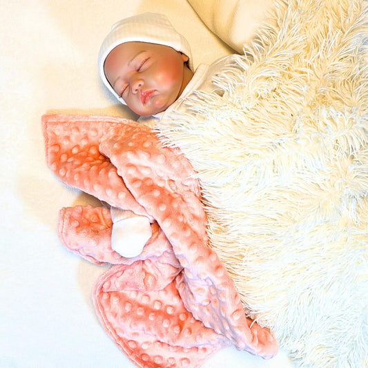 Snuggle-Ready Peach Dot Minky Baby Lovey - High-Quality Security Blanket for Infants