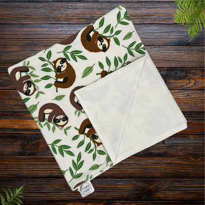 Charming Sleepy Sloth Snuggle Baby Blanket Set - Perfect Nursery Decor! Sloth Hugs Baby Blanket Shower Gift, Warm Cotton Flannel Nursery Decor