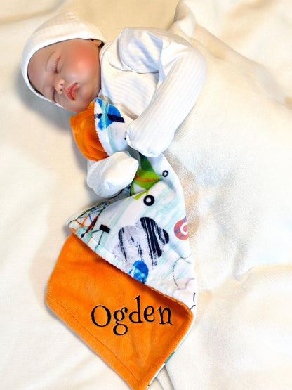 Personalized Baby Blanket - Airplanes in the sky Minky Baby Blanket - You choose back, Custom Baby Blanket, Baby shower gift, newborn gift