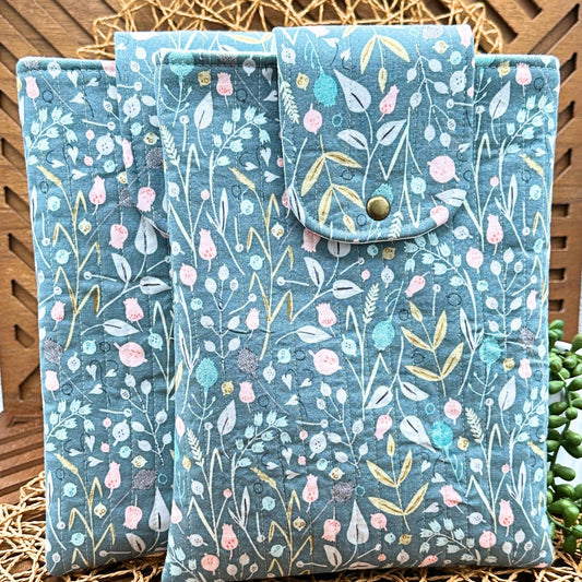 green boho quilted iPad sleeve