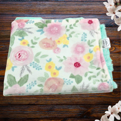 Cute Mint Swirl and Pink Floral Minky Baby Lovey – Softness for Baby Comfort and Security, Portable Comfort and Reassurance buddy