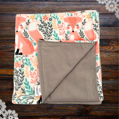 Peach Fox Cozy Fleece Baby Blanket - Perfect for Tummy Time & Travel