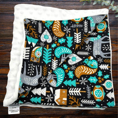 Whimsical Woodland Snuggle Set: Minky Baby Blanket & Matching Burp Cloth Soft Snuggle Wrap for Car Seats & Strollers