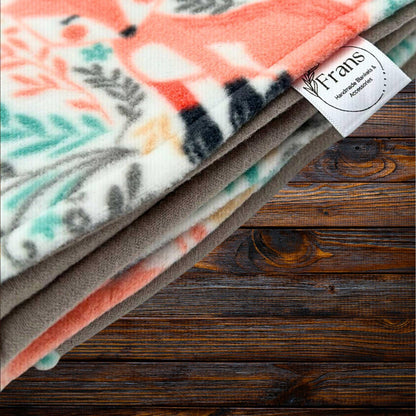 Peach Fox Cozy Fleece Baby Blanket - Perfect for Tummy Time & Travel