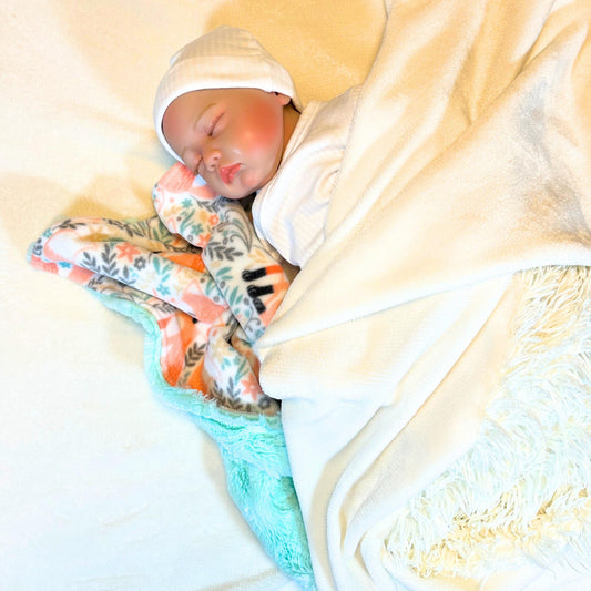 Adorable Peach Fox and Mint Minky Baby Lovey - Cuddle Buddy for Comfort and Security