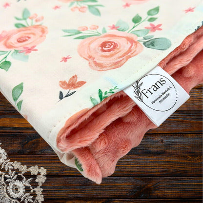 Adorable Blossom Peach Baby Blanket - Perfect for Tummy Time and On-the-Go Snuggles!