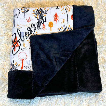 Harvest Trees Minky Baby Blanket - Cozy Fall Companion for Naptime & Strolling
