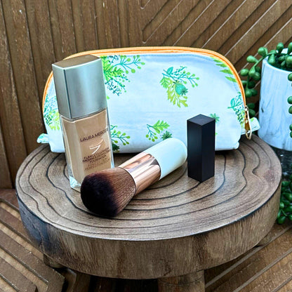 Stylish Boho Green Sprigs Makeup Bag Set – Perfect for Travel and Everyday Use
