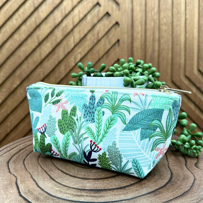 botanical zippered make up pouch