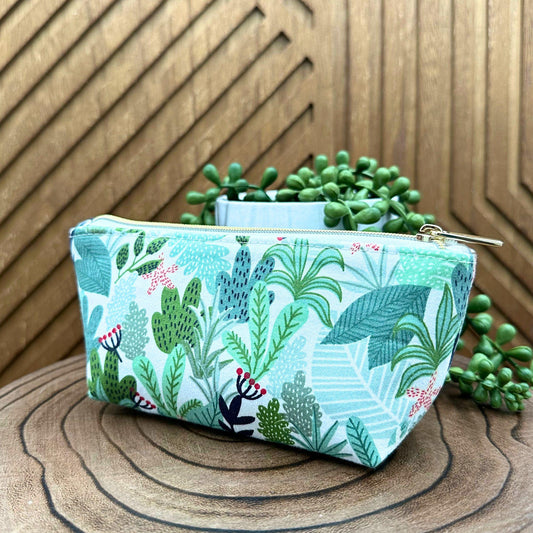 botanical zippered make up pouch
