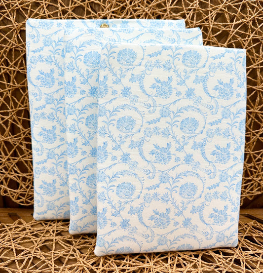 Elegant blue vintage pattern book sleeve