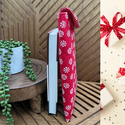 Red iPad Sleeve with Glittery Snow & Peppermint Candy Print - Festive Christmas Tablet Case, IPAD pouch, book sleeve, IPAD padded protection