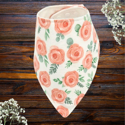 Peach Blossom Burp Cloth & Bib Set – Handmade Cotton Flannel Baby Gift, Soft & Absorbent, Perfect for Newborns & Baby Showers
