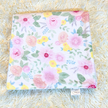 Floral Minky and Flannel Handmade Baby Blanket, Dreamy Floral Minky Baby Wrap, Soft Floral Minky Snuggle Blanket, Plush Stroller Blanket