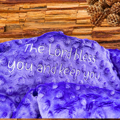 Cozy Minky Baby Blanket - Adorable Purple Dot Embroidery for Every Cuddle!