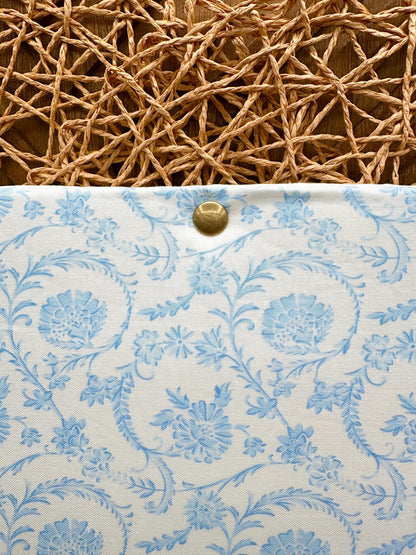 Book Sleeve, Blue Coquette Design, Foam Padding for Books and Tablets, Custom Book Cover Sizes Available