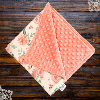 Adorable Blossom Peach Baby Blanket - Perfect for Tummy Time and On-the-Go Snuggles!