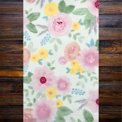 Pink Floral Minky and Flannel Baby Blanket, Dreamy Floral Minky Baby Wrap, Soft Floral Minky Snuggle Blanket, Plush Stroller Blanket