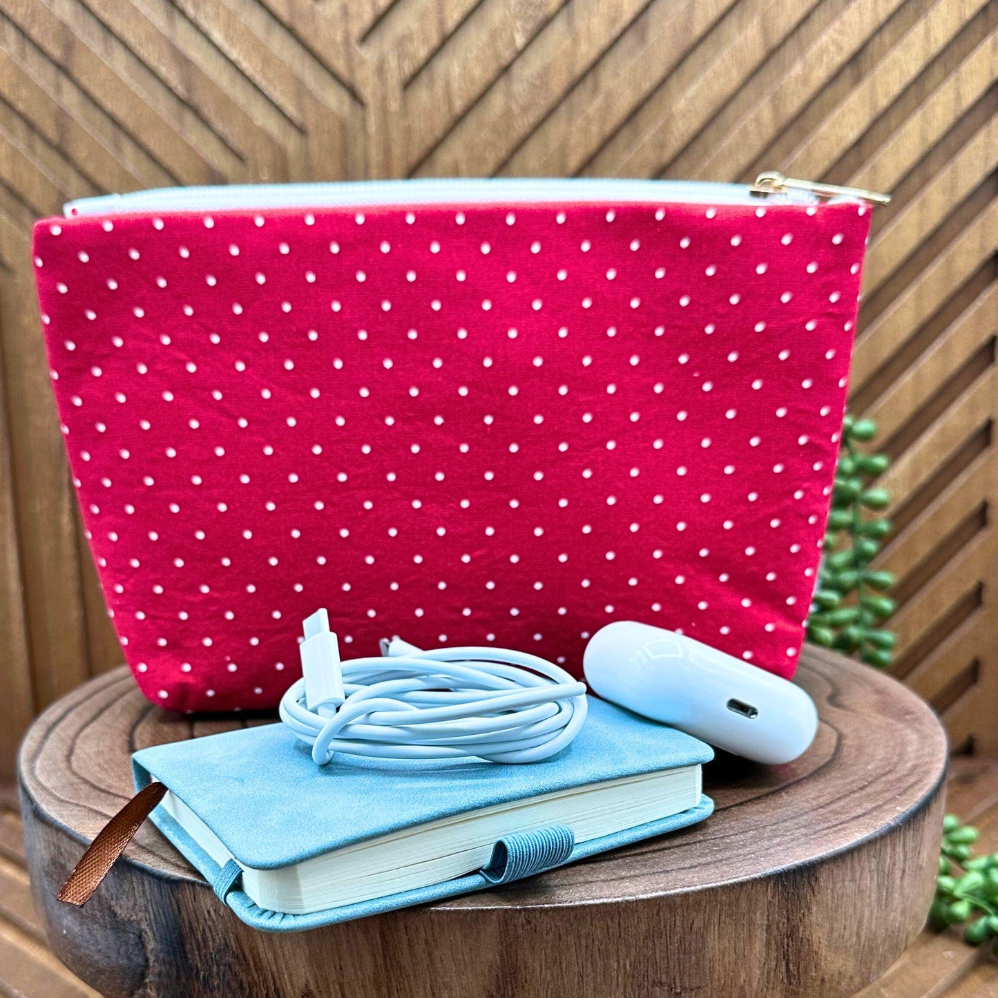 Chic Red Polka Dot Makeup Bag: Perfect Organizer for Beauty, Travel & Essentials