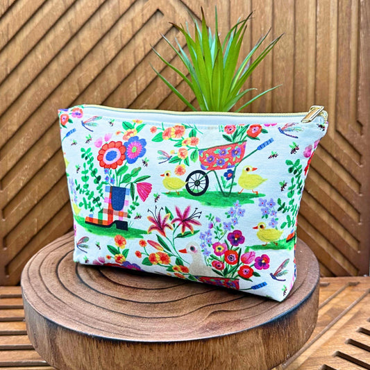 farm boho print zippered makeup bag