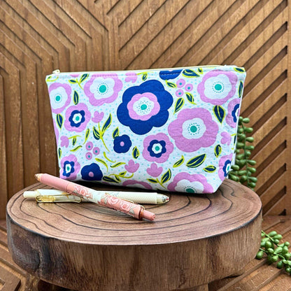 Groovy Vibes: Purple Versatile Makeup Bag for Cosmetics and More