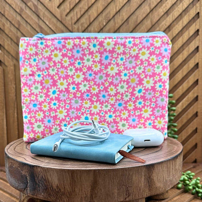 Adorable Pink Blossom Makeup Bag Set - Perfect for Cosmetics and More!