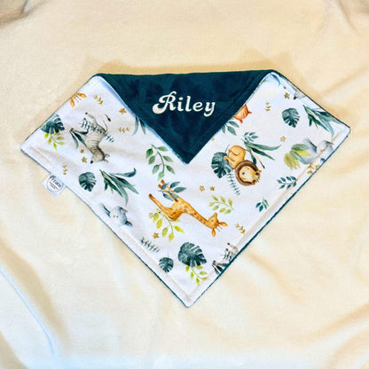custom made personalized safari print minky baby blanket