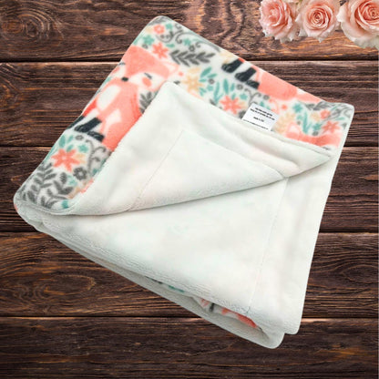 Peach Fox Fleece and Minky Handmade Baby Blanket - Soft, Luxurious Comfort for a baby shower gift- Stoller Blanket - Peachy nursery decor