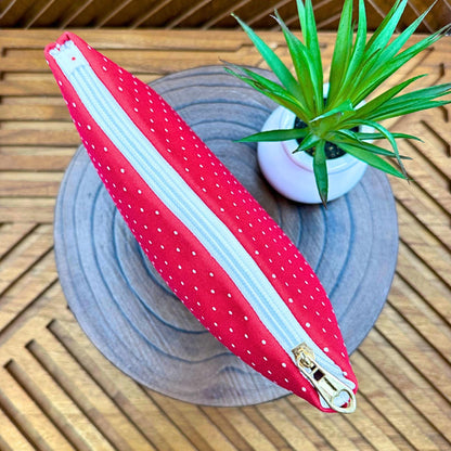 Chic Red Polka Dot Makeup Bag: Perfect Organizer for Beauty, Travel & Essentials