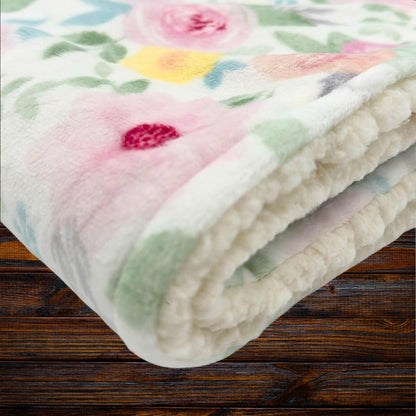 Pink Floral Minky and Sherpa Baby Lovey for Soft and Cozy Snuggles, Luxury Minky Baby Security, High Quality Baby Shower Gift, Baby Comfort