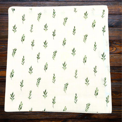 Botanical Bliss: Muslin & Flannel Baby Blanket with Two Matching Burp Cloths