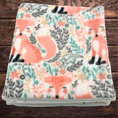 Peach Fox Fleece and Minky Handmade Baby Blanket - Soft, Luxurious Comfort for a baby shower gift- Stoller Blanket - Peachy nursery decor