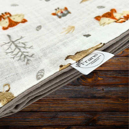 Whimsical Woodland Baby Blanket, Bib & Burp Cloth Set, Comfy Muslin and Flannel