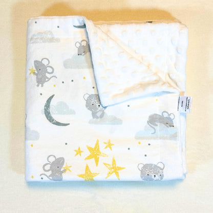 Whimsical Mice Dreams: Cozy Baby Blanket with Matching Bib & Burp Cloth