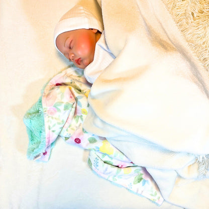 Cute Mint Swirl and Pink Floral Minky Baby Lovey – Softness for Baby Comfort and Security, Portable Comfort and Reassurance buddy
