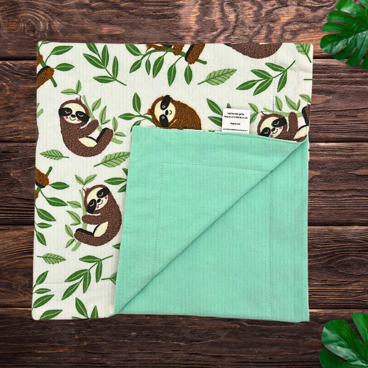 Sleepy Sloth Flannel Snuggles Baby Blanket, Sloth Hugs Baby Blanket Shower Gift, Warm Cotton Flannel Nursery Decor, Gender Neutral