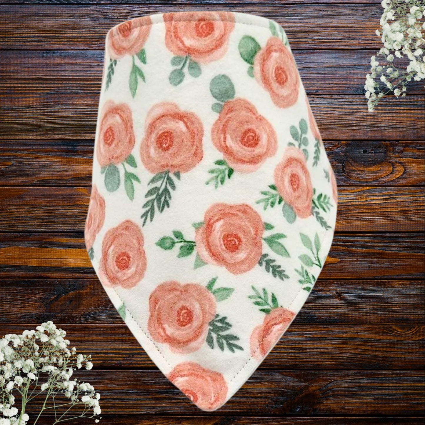 Peach Blossom Burp Cloth & Bib Set – Handmade Cotton Flannel Baby Gift, Soft & Absorbent, Perfect for Newborns & Baby Showers