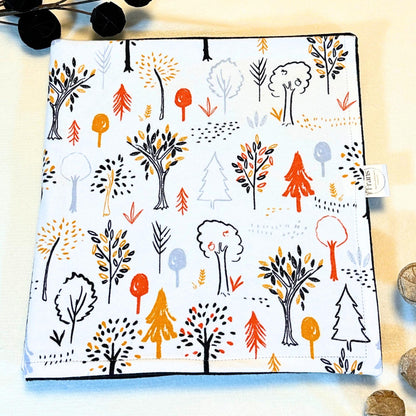 Orange and black harvest tree cotton flannel baby blanket