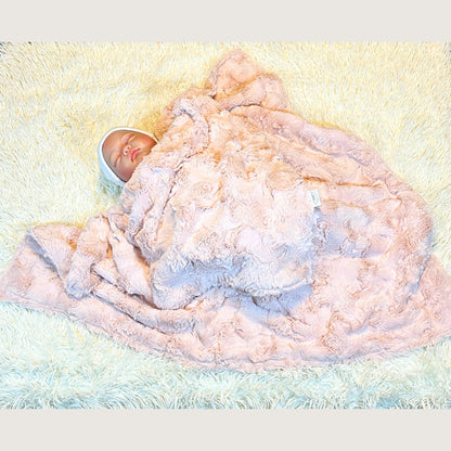 Blush Minky Baby Blanket Set for Soft and Cozy Snuggles, Luxury Minky Baby Wrap, Cuddly Newborn Blanket, High Quality Baby Shower Gift