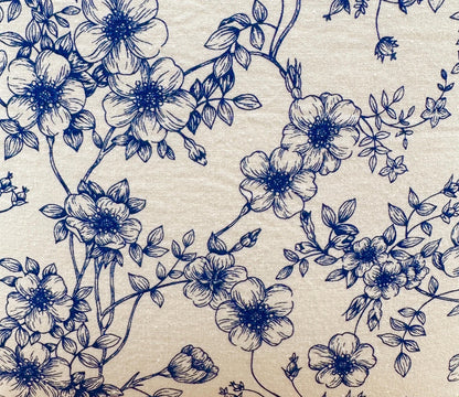 Book Sleeve - Feminine Navy Blue Floral Foam Padded Book Holder - Custom Fabric Book Cover for Books, Tablets, or Journals, in three sizes!