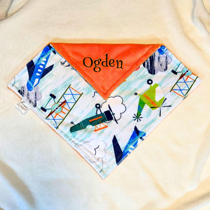 personalized airplane minky baby blanket