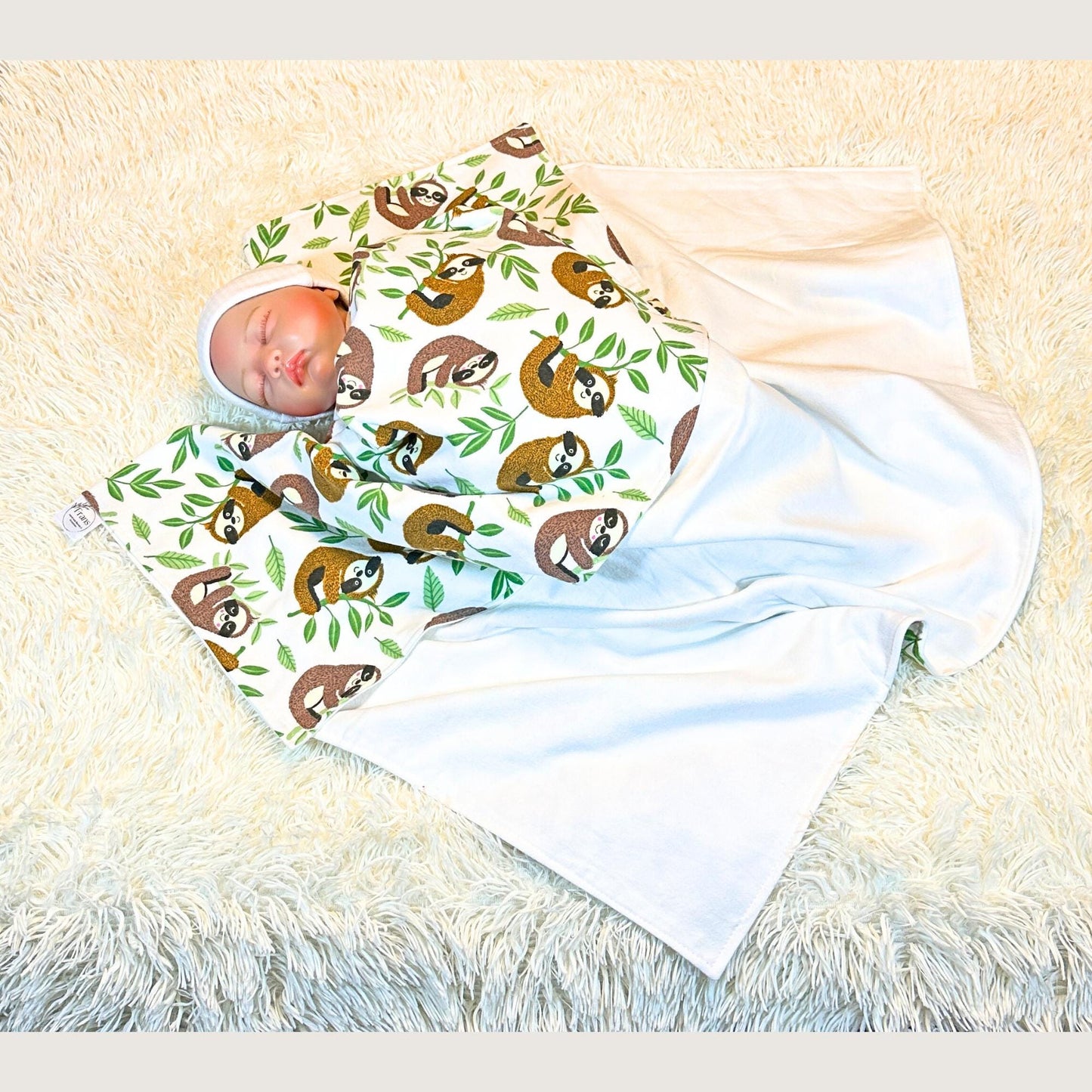 Charming Sleepy Sloth Snuggle Baby Blanket Set - Perfect Nursery Decor! Sloth Hugs Baby Blanket Shower Gift, Warm Cotton Flannel Nursery Decor