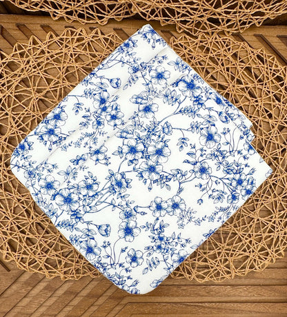 Book Sleeve - Feminine Navy Blue Floral Foam Padded Book Holder - Custom Fabric Book Cover for Books, Tablets, or Journals, in three sizes!