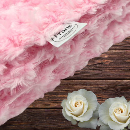 Pink Rosette Minky Baby Blanket & Lovey Set – Handmade Soft Plush Blanket 34x36 with Matching 19x16 Comfort Lovey